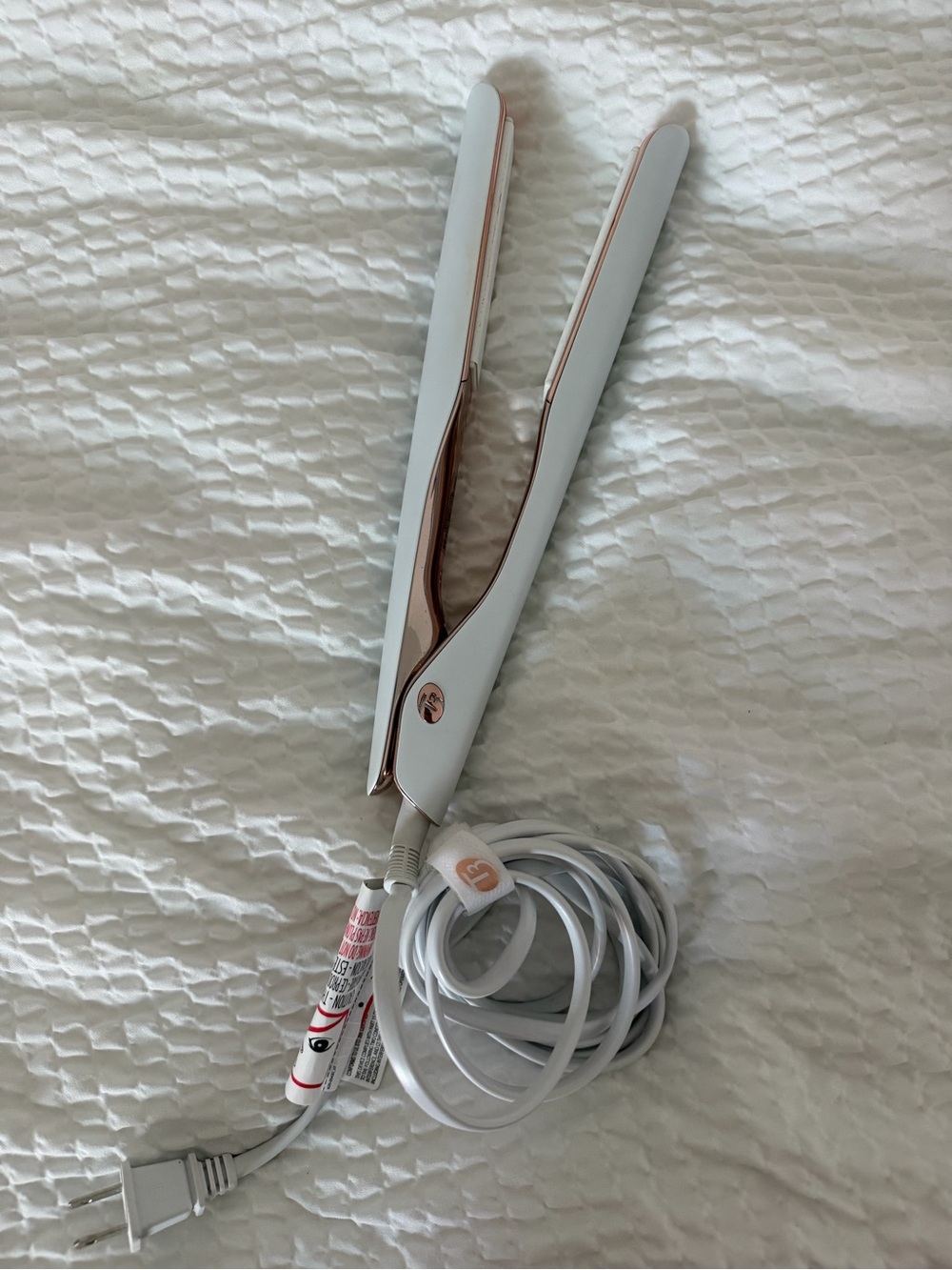 T3 White and Rose Gold Travel Flat Iron